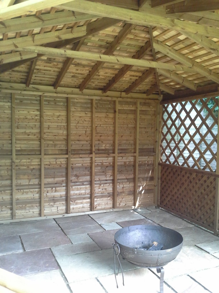 Wooden Garden Gazebo with Fire Pit